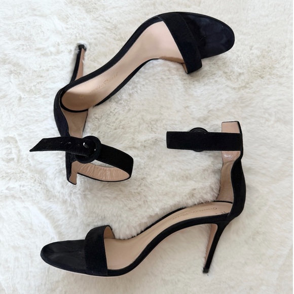 Authentic GIANVITO ROSSI Portofino 85 Black suede sandals size 37.5 (7.5) - Picture 5 of 12